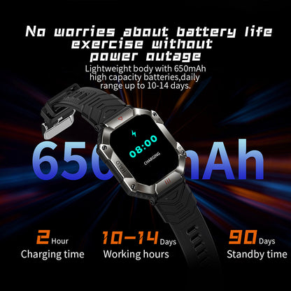 KR80 2.0-inch Display Bluetooth Calling Smart Watch IP67 Waterproof Sports Bracelet with Health Monitoring