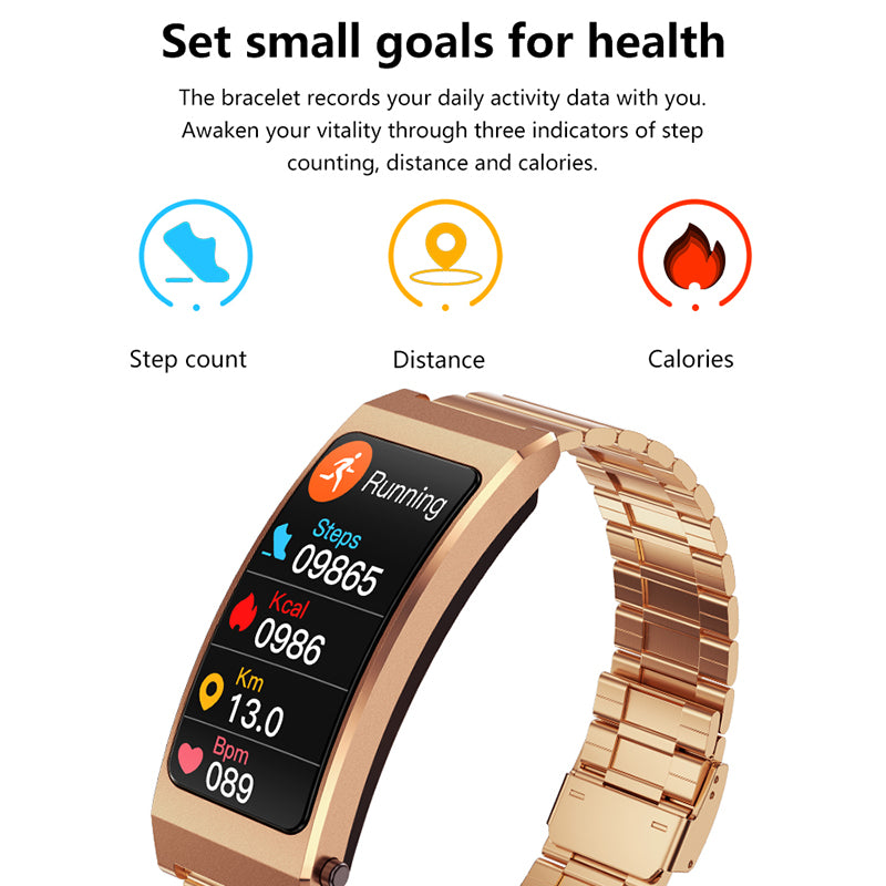 K13S 1.14 inch 2-in-1 Headset Smart Watch Life Waterproof Bluetooth Calling Sports Bracelet with Steel Strap