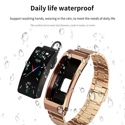 K13S 1.14 inch 2-in-1 Headset Smart Watch Life Waterproof Bluetooth Calling Sports Bracelet with Steel Strap