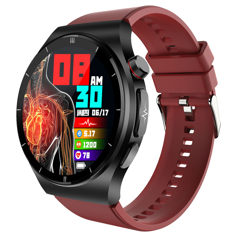 ET340 Bluetooth Call Watch ECG+PPG+SOS Function Health Status Sports Tracker Monitor Smartwatch with Silicone Strap