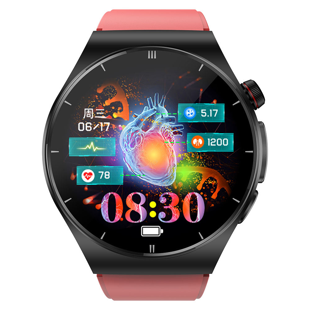 ET340 Bluetooth Call Watch ECG+PPG+SOS Function Health Status Sports Tracker Monitor Smartwatch with Silicone Strap