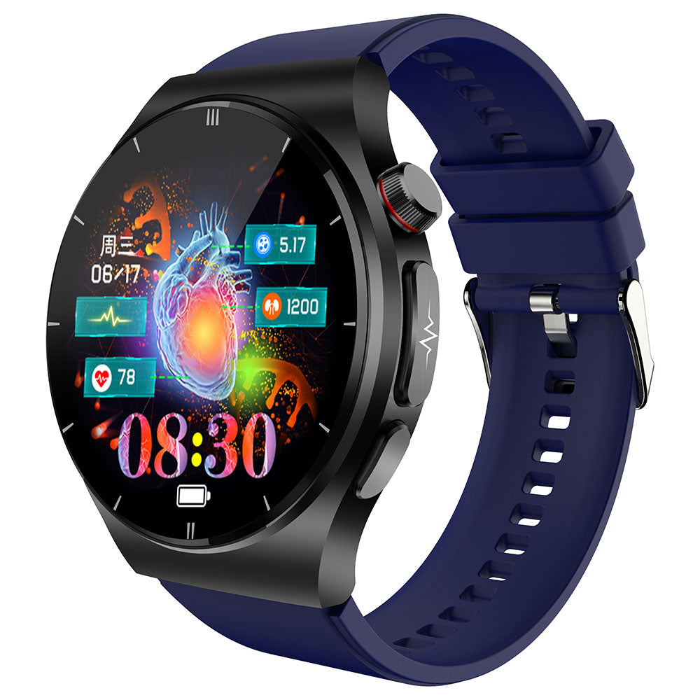 ET340 Bluetooth Call Watch ECG+PPG+SOS Function Health Status Sports Tracker Monitor Smartwatch with Silicone Strap