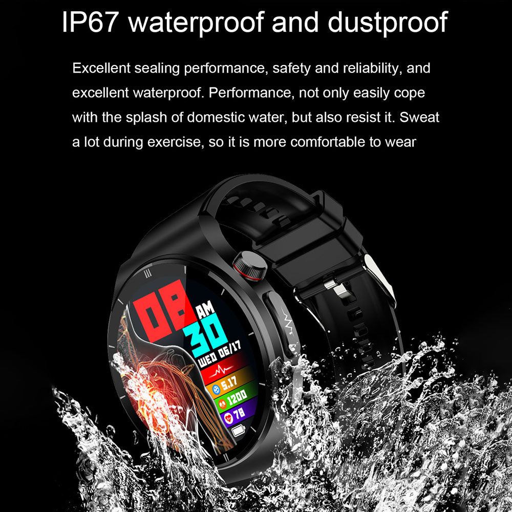 ET340 Bluetooth Call Watch ECG+PPG+SOS Function Health Status Sports Tracker Monitor Smartwatch with Silicone Strap