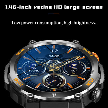 HT17 Smart Watch 1.46 HD Screen Waterproof Activity Tracker Bracelet with LED Flashlight Heart Rate Sleep Monitor