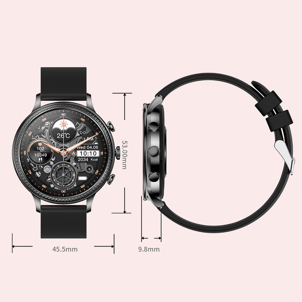 V60 1.39 Full Touch Screen Fossil Smart Watch Waterproof Silicone Strap Women Bluetooth Call Bracelet with Heart Rate Sleep Monitor