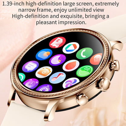 V60 1.39 Full Touch Screen Fossil Smart Watch Waterproof Silicone Strap Women Bluetooth Call Bracelet with Heart Rate Sleep Monitor