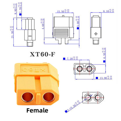 PW-052-FF XT60 0.5m Power Cable Female to Female 12AWG Extension Cord Connector for RC Battery Power Station