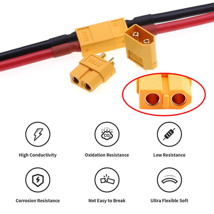 PW-052-FF XT60 0.5m Power Cable Female to Female 12AWG Extension Cord Connector for RC Battery Power Station