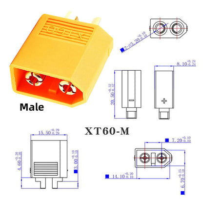 PW-052-MM XT60 0.5m Extension Cable 12AWG Male to Male Connector for RC Battery Power Station