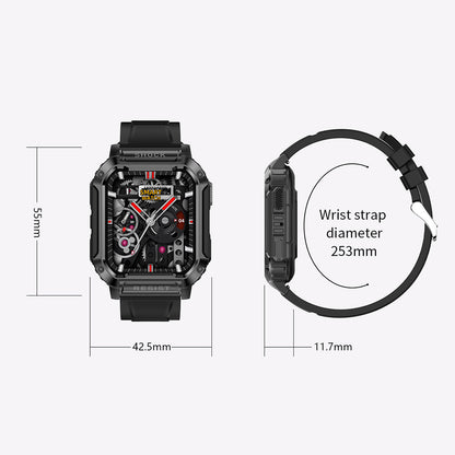 NK36 1.83-inch Smart Bracelet Square Metal Case Bluetooth Call IP67 Water Resistant Multi-Mode Sports Watch