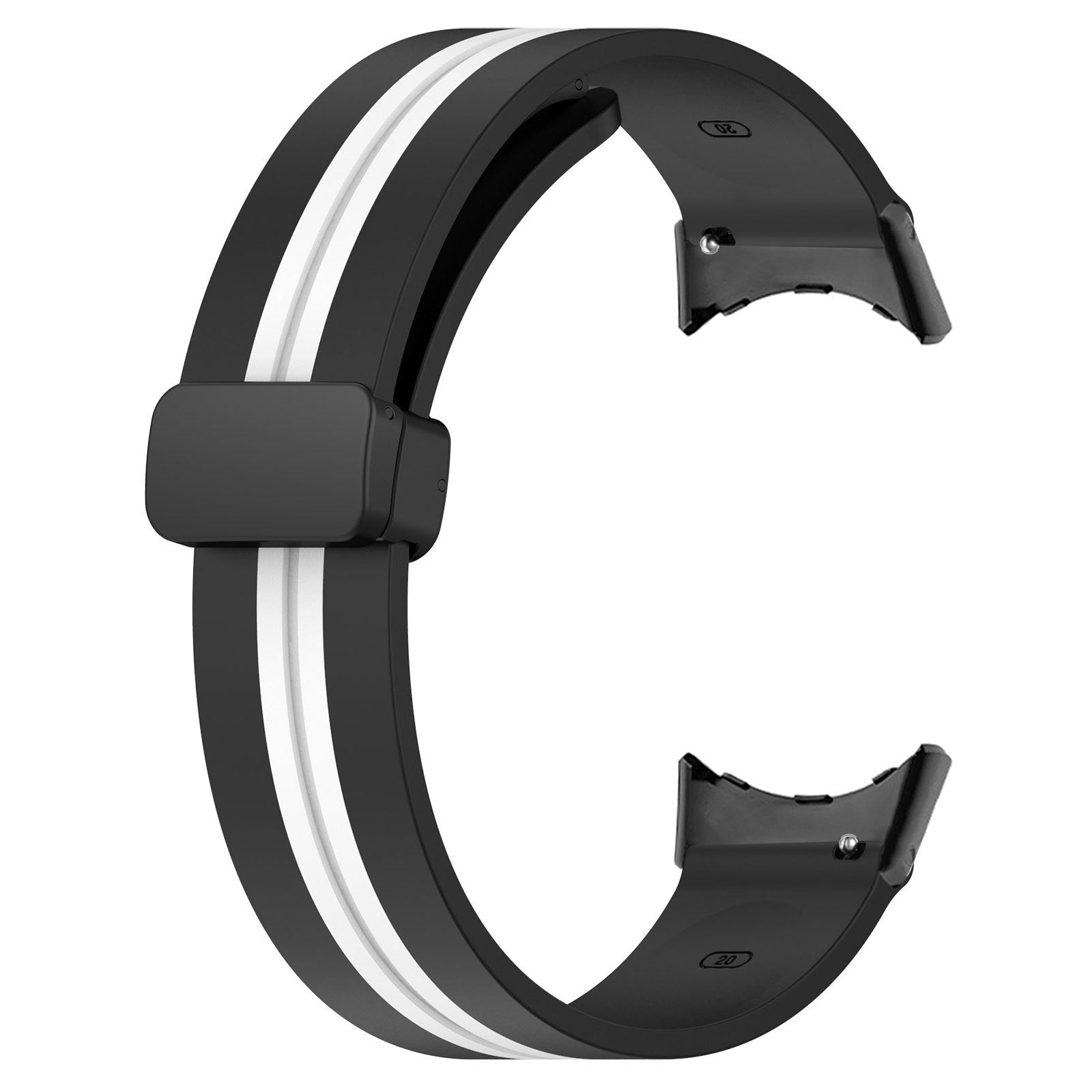 For Google Pixel Watch Soft Silicone Band Silver Folding Buckle Dual Color Watch Strap Bracelet