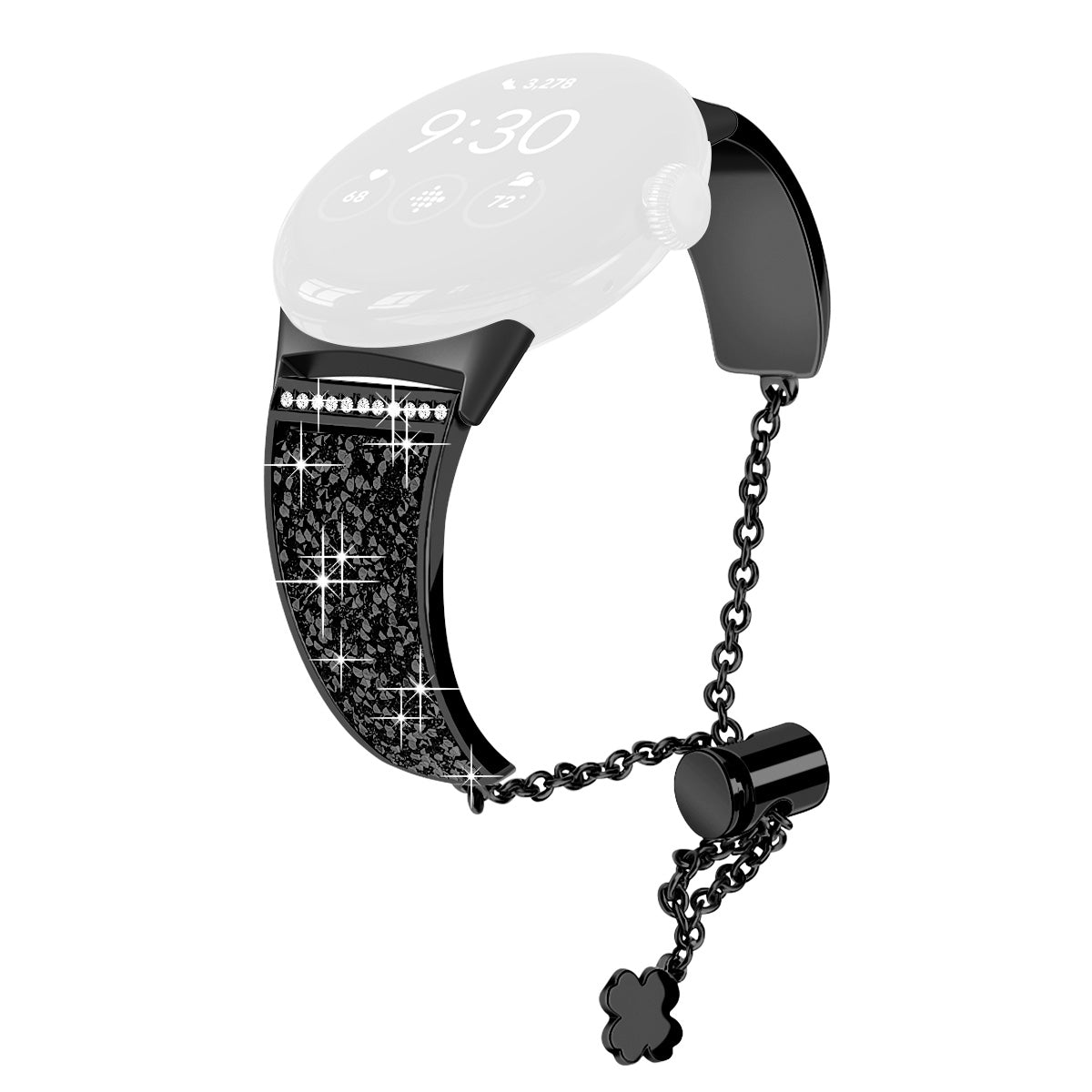 For Google Pixel Watch Rhinestone Decor Bling Metal Chain Band Replacement Bracelet Watch Strap