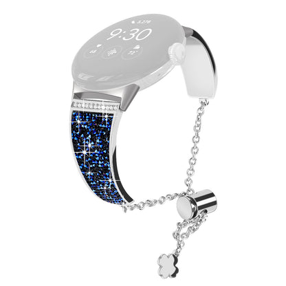 For Google Pixel Watch Rhinestone Decor Bling Metal Chain Band Replacement Bracelet Watch Strap