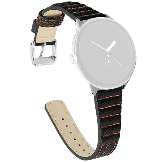 Wave Shape Stitching Watch Strap for Google Pixel Watch Genuine Leather Watch Band