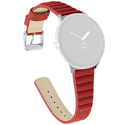 Wave Shape Stitching Watch Strap for Google Pixel Watch Genuine Leather Watch Band