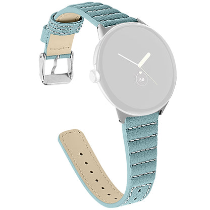 Wave Shape Stitching Watch Strap for Google Pixel Watch Genuine Leather Watch Band