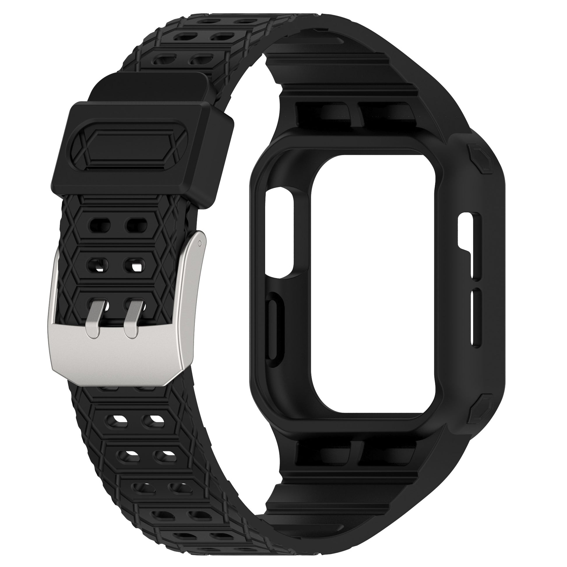 For Apple Watch Series 8 / 7 45mm / 6 / 5 / 4 / SE / SE (2022) 44mm / 3 / 2 / 1 42mm TPE Watchband Integral Watch Strap with Case