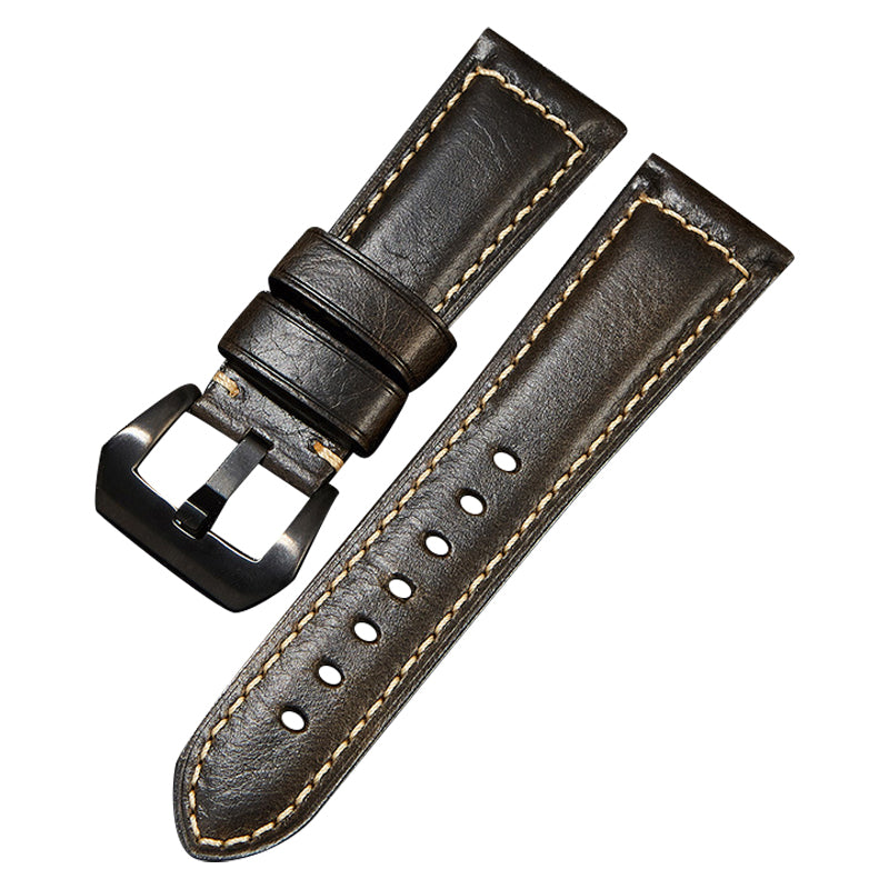 Retro Watch Band 22mm Genuine Cow Leather Wristwatch Strap