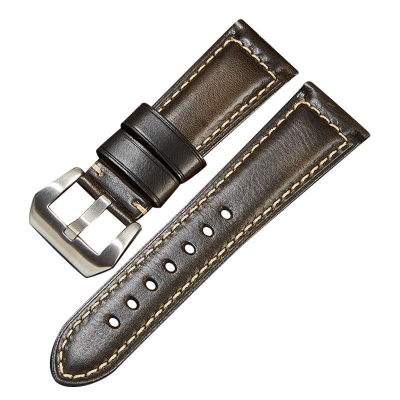 Retro Watch Band 22mm Genuine Cow Leather Wristwatch Strap