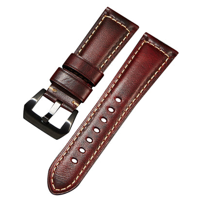 Retro Watch Band 22mm Genuine Cow Leather Wristwatch Strap