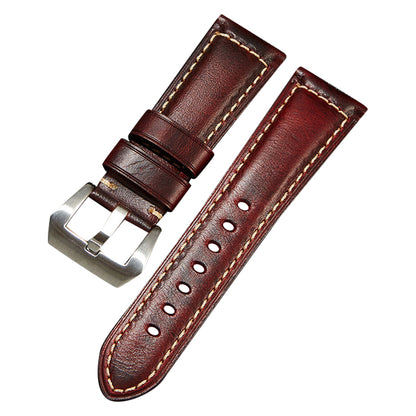 Retro Watch Band 22mm Genuine Cow Leather Wristwatch Strap