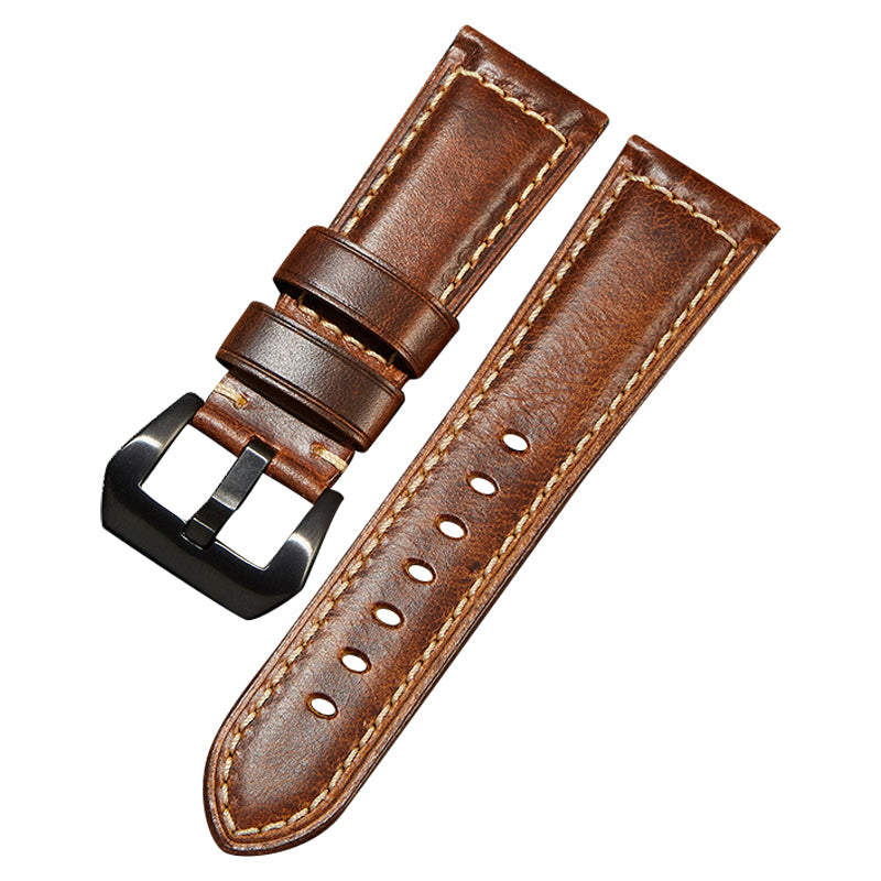 Retro Watch Band 22mm Genuine Cow Leather Wristwatch Strap