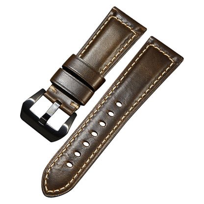 Retro Watch Band 22mm Genuine Cow Leather Wristwatch Strap