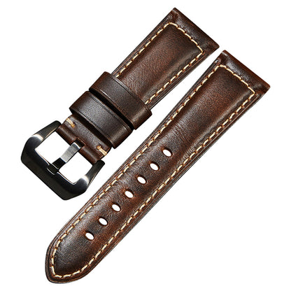 Retro Watch Band 22mm Genuine Cow Leather Wristwatch Strap