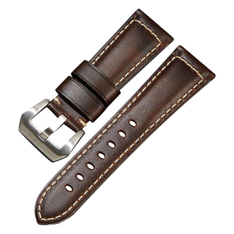 Retro Watch Band 22mm Genuine Cow Leather Wristwatch Strap