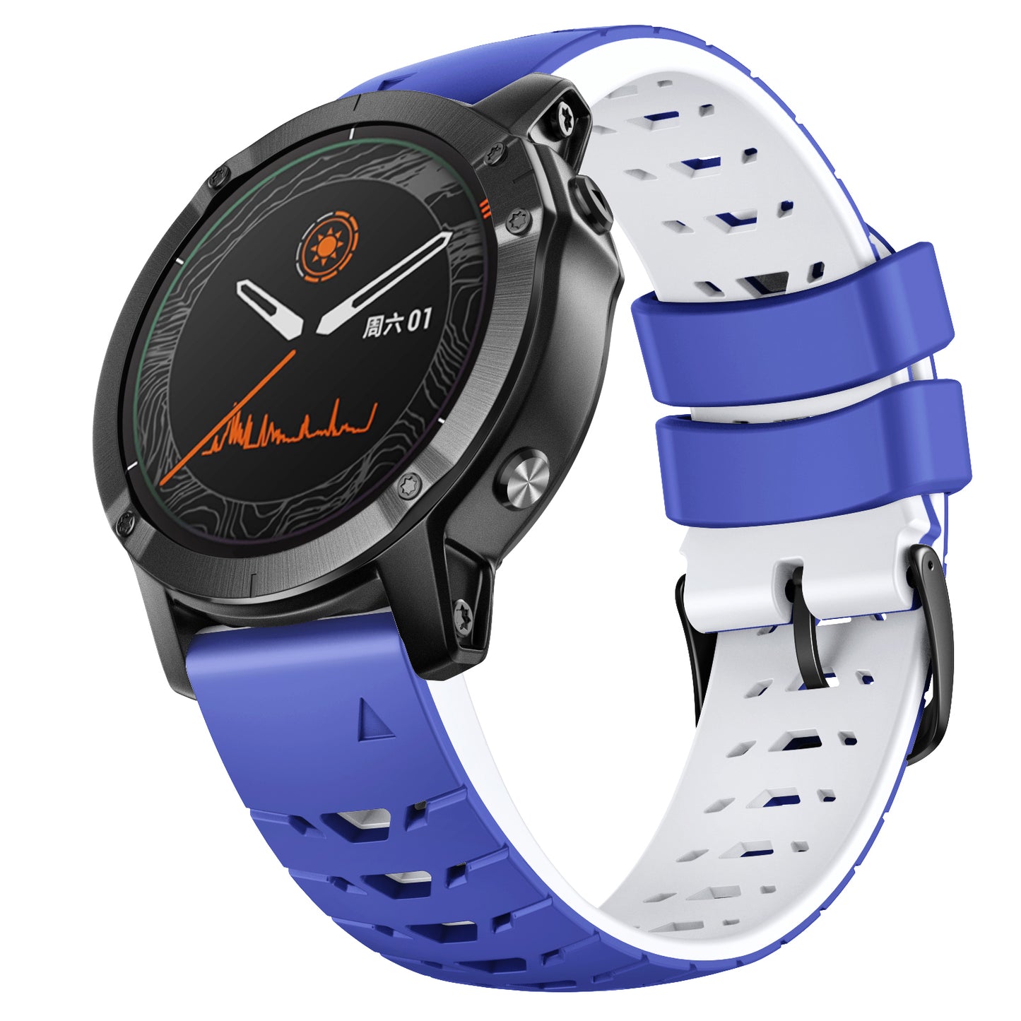 Silicone Watch Band for Huami Amazfit Falcon / Garmin Forerunner 965 / 955 , Trapezoid Holes Quick Release Watch Strap