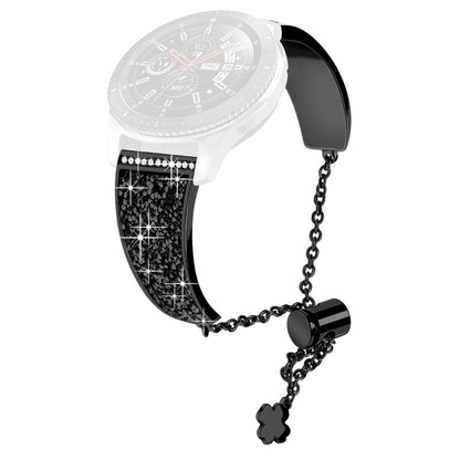 Chain Watch Band for Garmin Venu 2 / Forerunner 265 / 255 , Rhinestone Decor 22mm Metal Wristband Strap