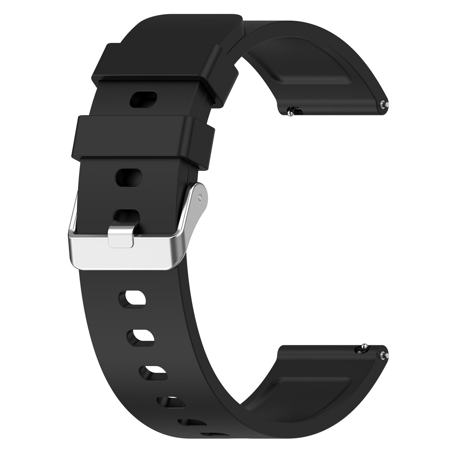 Silicone Watch Band for Garmin Venu / Venu 2 Plus / Venu Sq / Venu Sq 2 , 20mm Watch Strap with Silver Stainless Steel Buckle