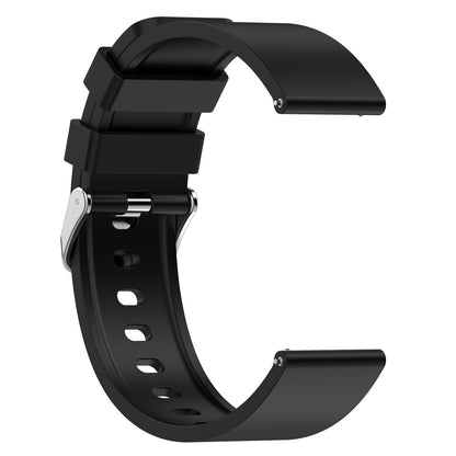 Silicone Watch Band for Garmin Venu / Venu 2 Plus / Venu Sq / Venu Sq 2 , 20mm Watch Strap with Silver Stainless Steel Buckle