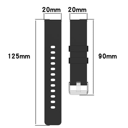 Silicone Watch Band for Garmin Venu / Venu 2 Plus / Venu Sq / Venu Sq 2 , 20mm Watch Strap with Silver Stainless Steel Buckle