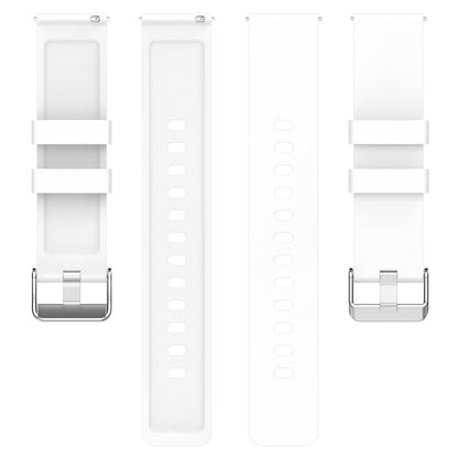 Silicone Watch Band for Garmin Venu / Venu 2 Plus / Venu Sq / Venu Sq 2 , 20mm Watch Strap with Silver Stainless Steel Buckle