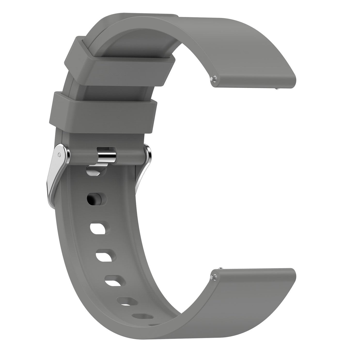 Silicone Watch Band for Garmin Venu / Venu 2 Plus / Venu Sq / Venu Sq 2 , 20mm Watch Strap with Silver Stainless Steel Buckle