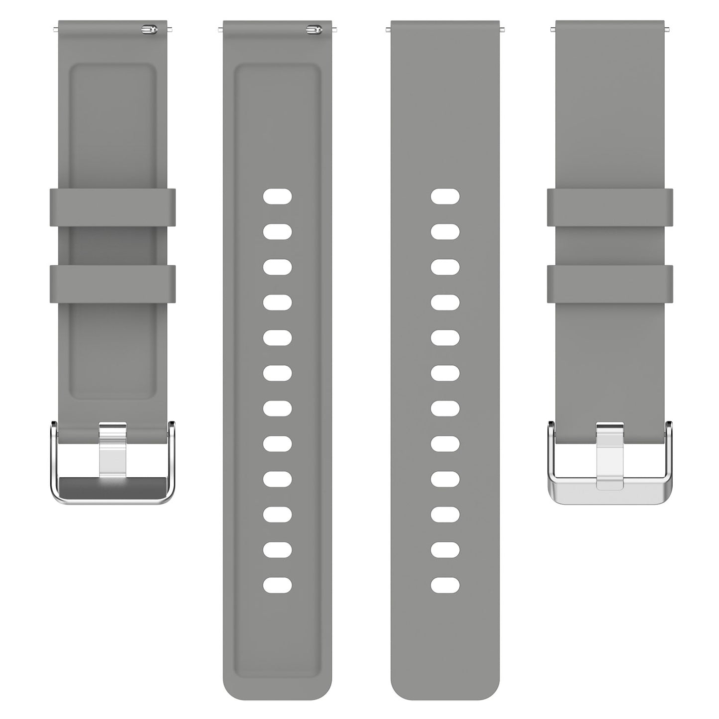 Silicone Watch Band for Garmin Venu / Venu 2 Plus / Venu Sq / Venu Sq 2 , 20mm Watch Strap with Silver Stainless Steel Buckle