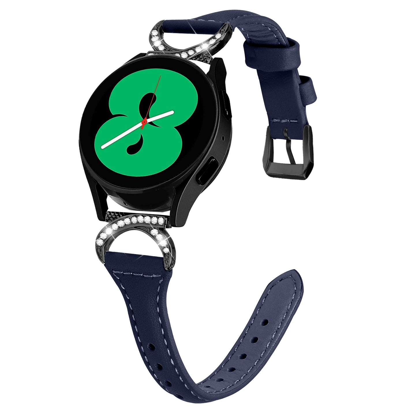 For Samsung Galaxy Watch 3 41mm / Watch6 40mm 44mm / Watch6 Classic 43mm 47mm / Watch 5 40mm 44mm / Watch4 40mm 44mm Watch Strap 20mm Leather Wristband with Black Buckle