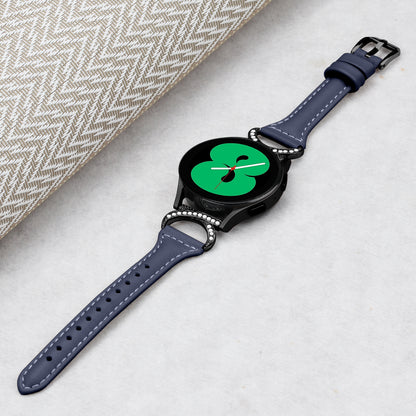 For Samsung Galaxy Watch 3 41mm / Watch6 40mm 44mm / Watch6 Classic 43mm 47mm / Watch 5 40mm 44mm / Watch4 40mm 44mm Watch Strap 20mm Leather Wristband with Black Buckle