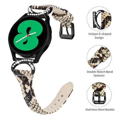 For Samsung Galaxy Watch 3 41mm / Watch6 40mm 44mm / Watch6 Classic 43mm 47mm / Watch 5 40mm 44mm / Watch4 40mm 44mm Watch Strap 20mm Leather Wristband with Black Buckle