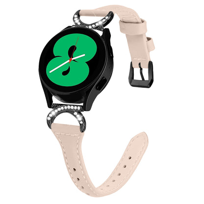 For Samsung Galaxy Watch 3 41mm / Watch6 40mm 44mm / Watch6 Classic 43mm 47mm / Watch 5 40mm 44mm / Watch4 40mm 44mm Watch Strap 20mm Leather Wristband with Black Buckle