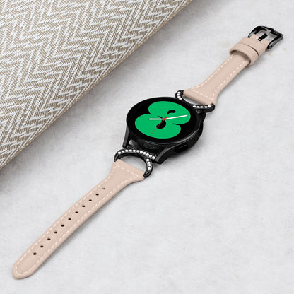 For Samsung Galaxy Watch 3 41mm / Watch6 40mm 44mm / Watch6 Classic 43mm 47mm / Watch 5 40mm 44mm / Watch4 40mm 44mm Watch Strap 20mm Leather Wristband with Black Buckle