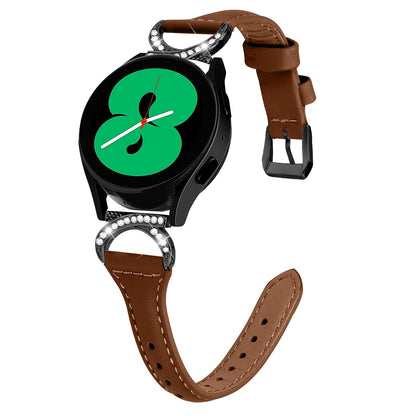 For Samsung Galaxy Watch 3 41mm / Watch6 40mm 44mm / Watch6 Classic 43mm 47mm / Watch 5 40mm 44mm / Watch4 40mm 44mm Watch Strap 20mm Leather Wristband with Black Buckle