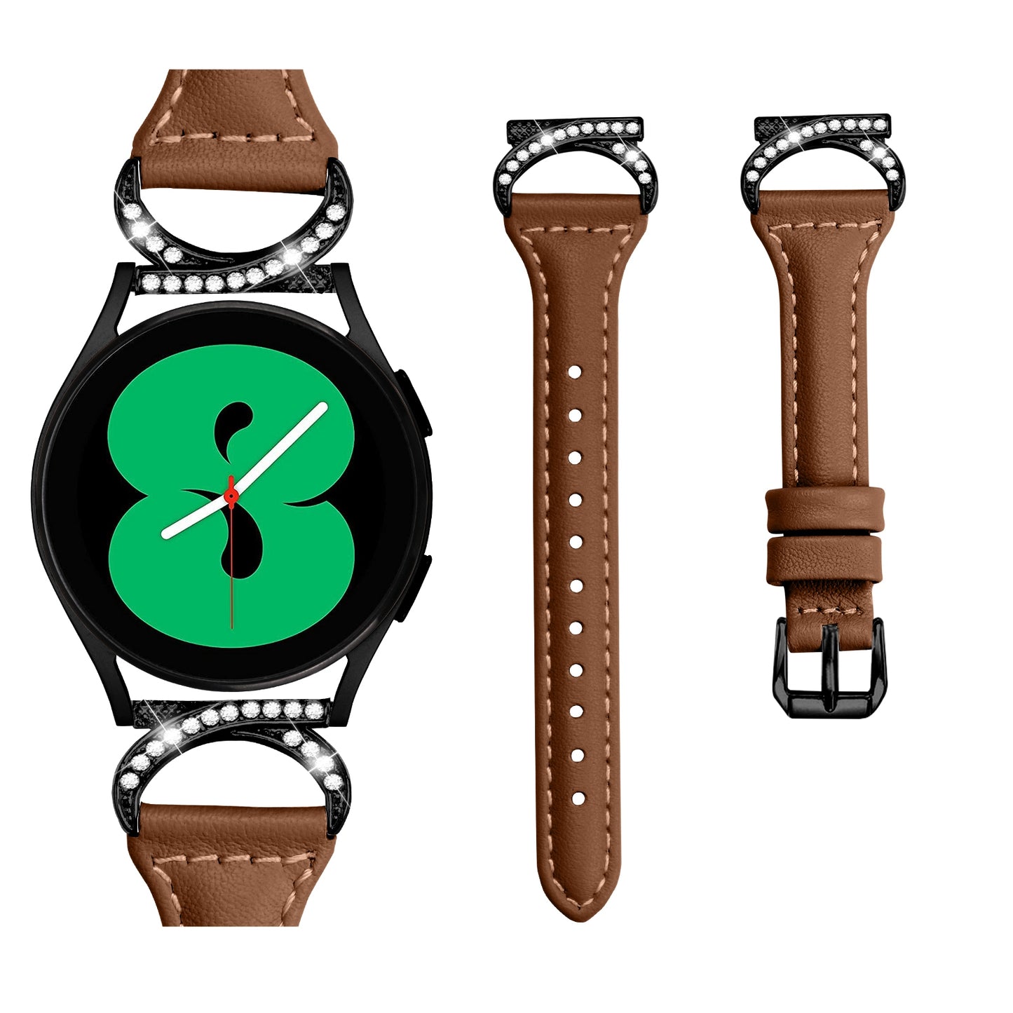 For Samsung Galaxy Watch 3 41mm / Watch6 40mm 44mm / Watch6 Classic 43mm 47mm / Watch 5 40mm 44mm / Watch4 40mm 44mm Watch Strap 20mm Leather Wristband with Black Buckle