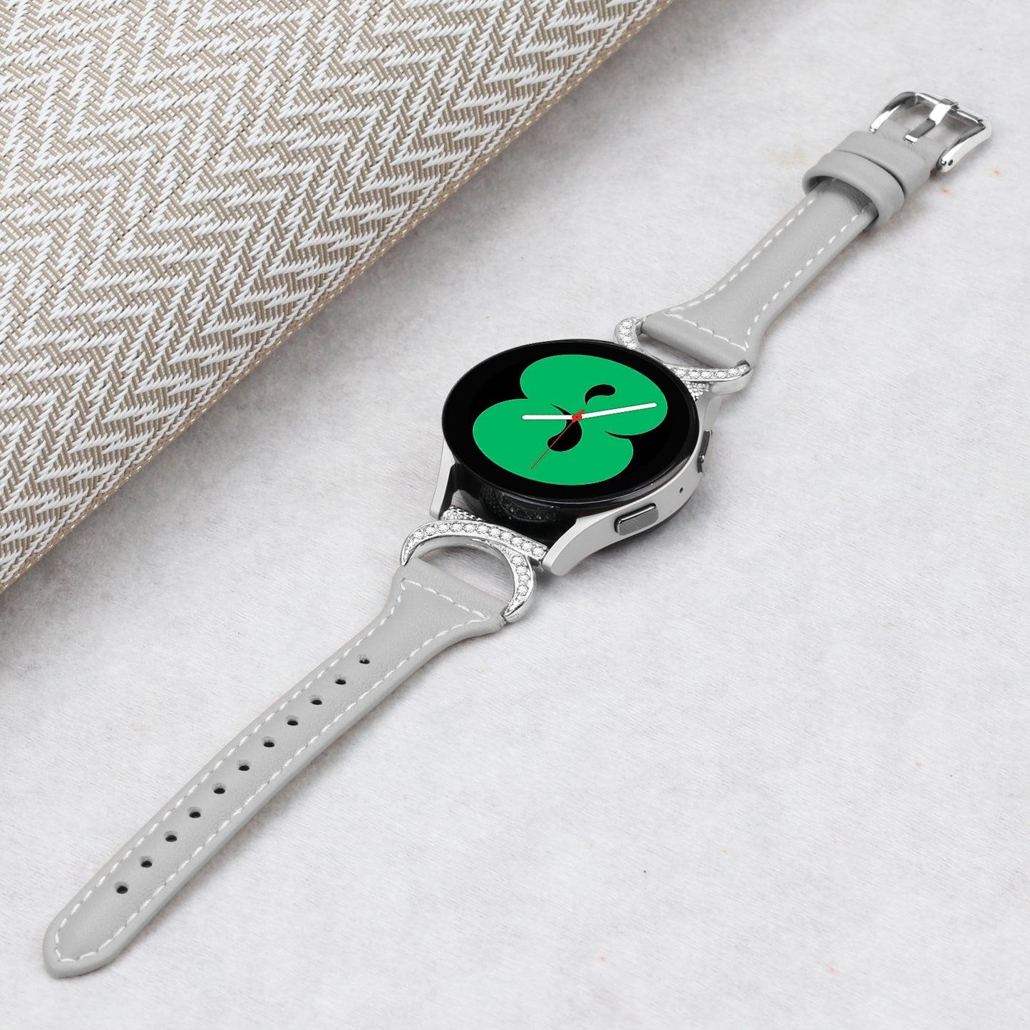 For Samsung Galaxy Watch 3 41mm / Watch6 40mm 44mm / Watch6 Classic 43mm 47mm / Watch 5 40mm 44mm / Watch4 40mm 44mm Leather Watch Band 20mm Wrist Strap with Silver Buckle