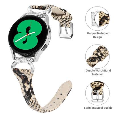 For Samsung Galaxy Watch 3 41mm / Watch6 40mm 44mm / Watch6 Classic 43mm 47mm / Watch 5 40mm 44mm / Watch4 40mm 44mm Leather Watch Band 20mm Wrist Strap with Silver Buckle