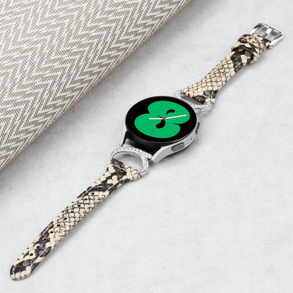 For Samsung Galaxy Watch 3 41mm / Watch6 40mm 44mm / Watch6 Classic 43mm 47mm / Watch 5 40mm 44mm / Watch4 40mm 44mm Leather Watch Band 20mm Wrist Strap with Silver Buckle