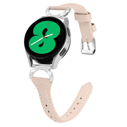 For Samsung Galaxy Watch 3 41mm / Watch6 40mm 44mm / Watch6 Classic 43mm 47mm / Watch 5 40mm 44mm / Watch4 40mm 44mm Leather Watch Band 20mm Wrist Strap with Silver Buckle