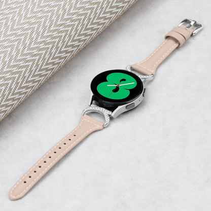 For Samsung Galaxy Watch 3 41mm / Watch6 40mm 44mm / Watch6 Classic 43mm 47mm / Watch 5 40mm 44mm / Watch4 40mm 44mm Leather Watch Band 20mm Wrist Strap with Silver Buckle