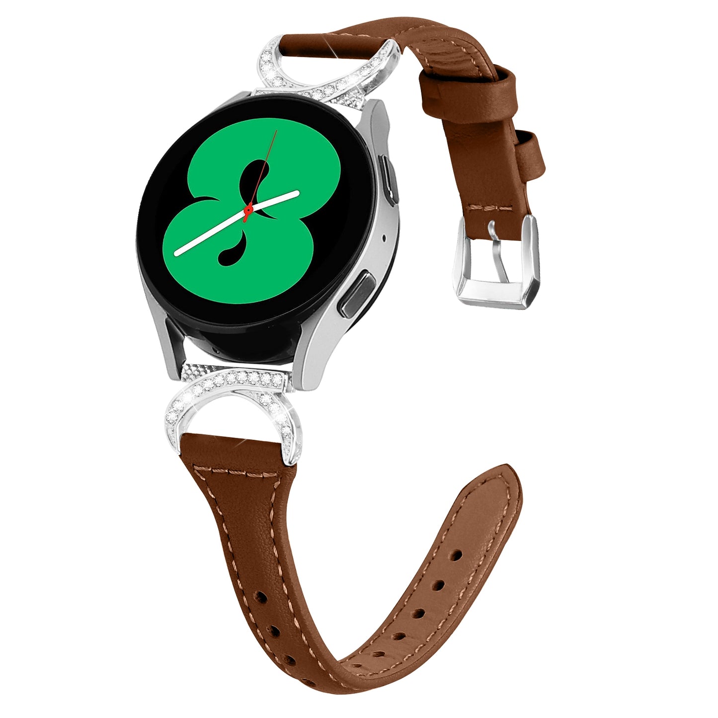 For Samsung Galaxy Watch 3 41mm / Watch6 40mm 44mm / Watch6 Classic 43mm 47mm / Watch 5 40mm 44mm / Watch4 40mm 44mm Leather Watch Band 20mm Wrist Strap with Silver Buckle